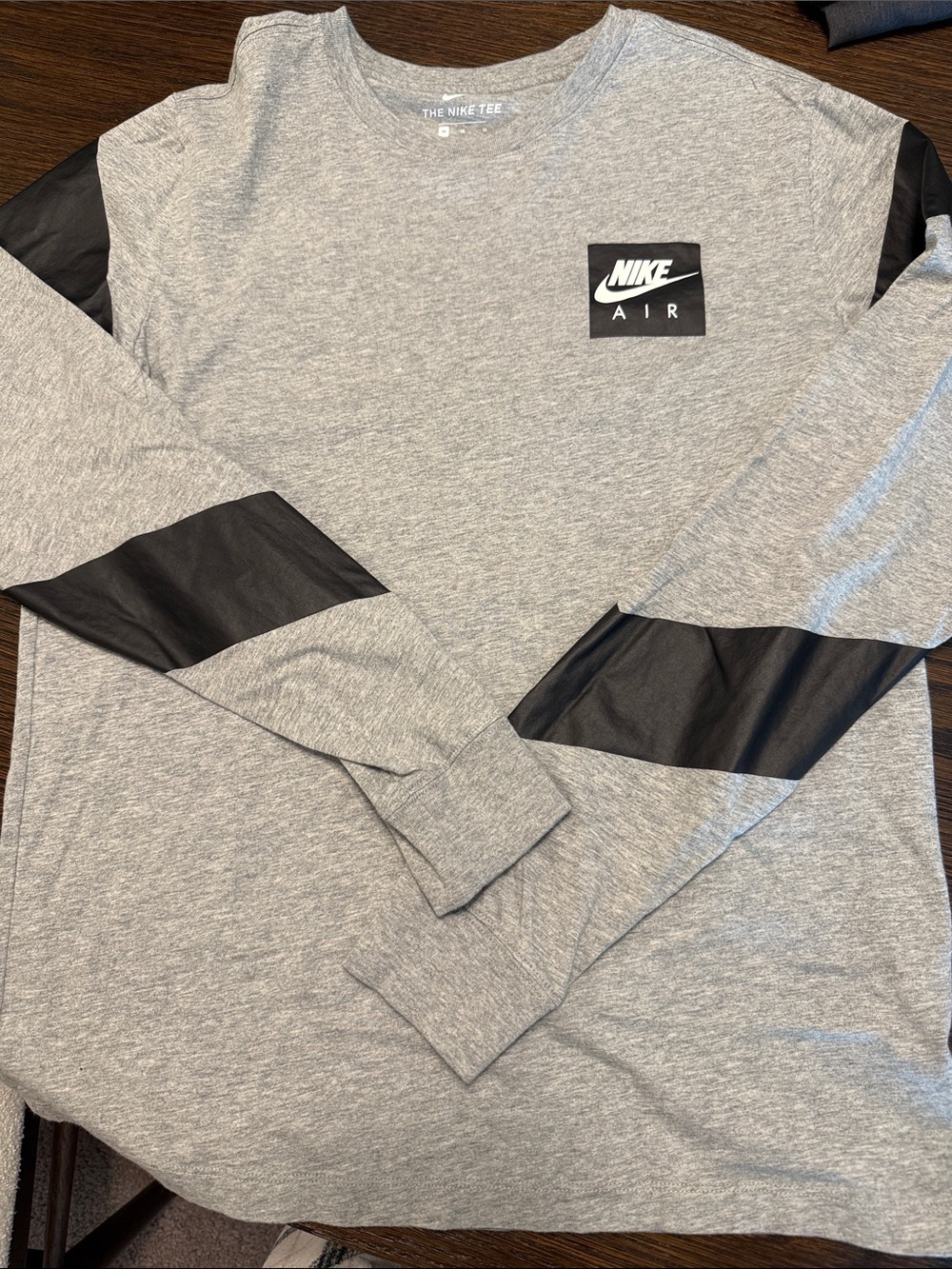Nike Grey Long-Sleeve Air Crew with Black Sleeve Panels